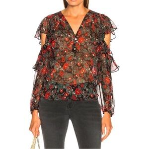Veronica Beard Blakey Top Silk Sheer Blouse BOHO NWT $375